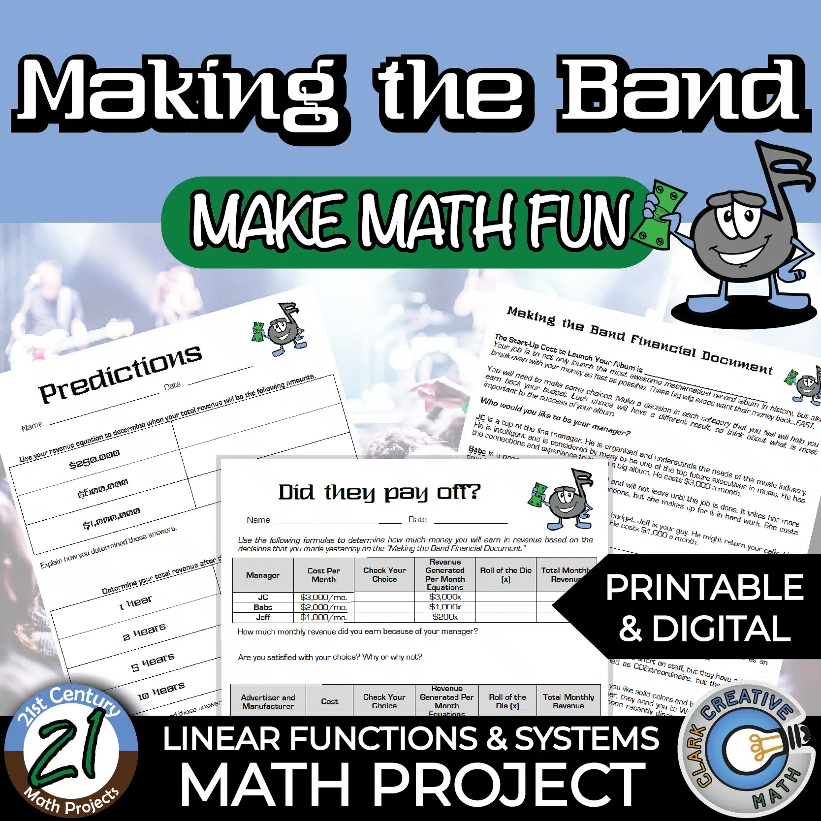 making the band linear equations systems math project