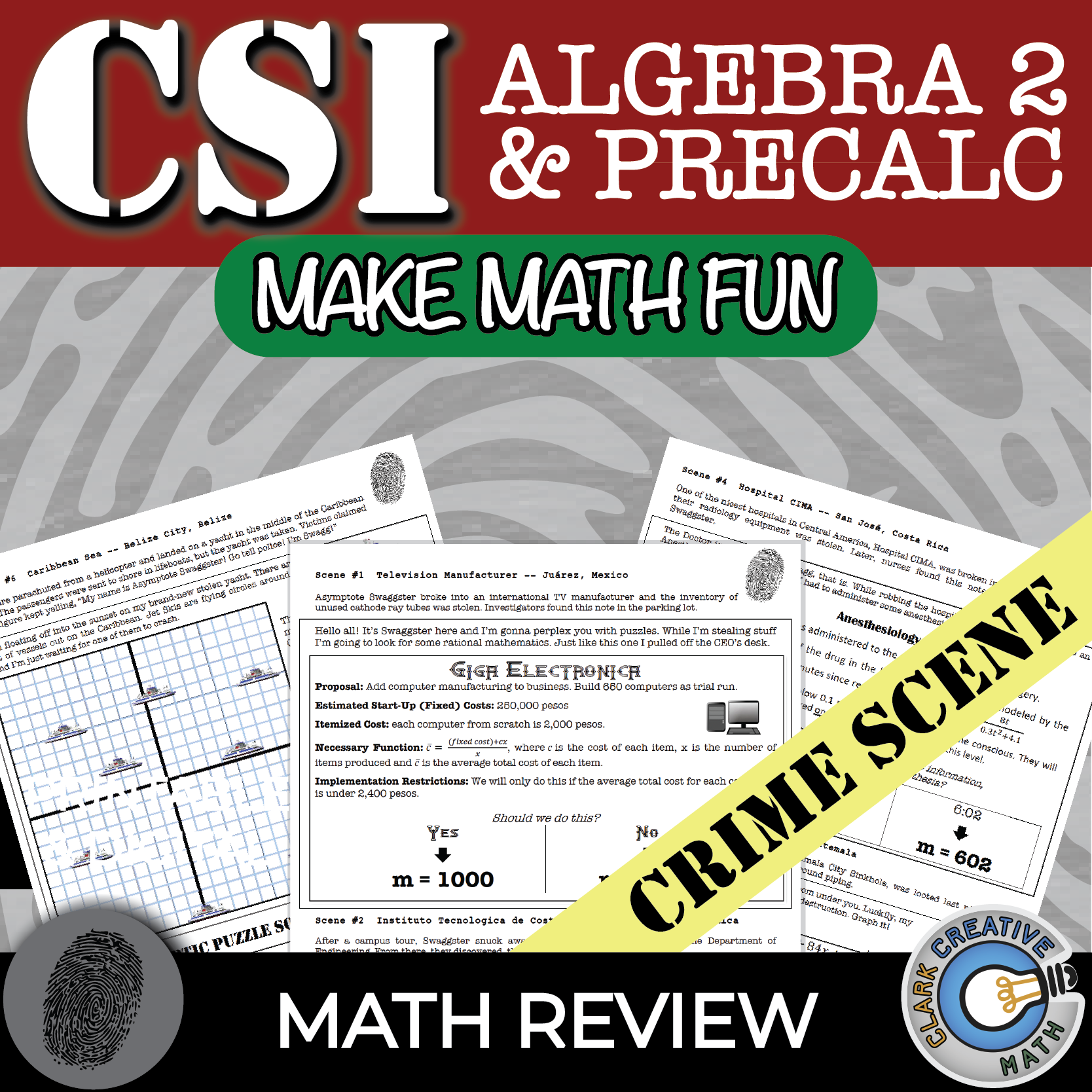 csi algebra 2 precalculus activities mystery-based math practice