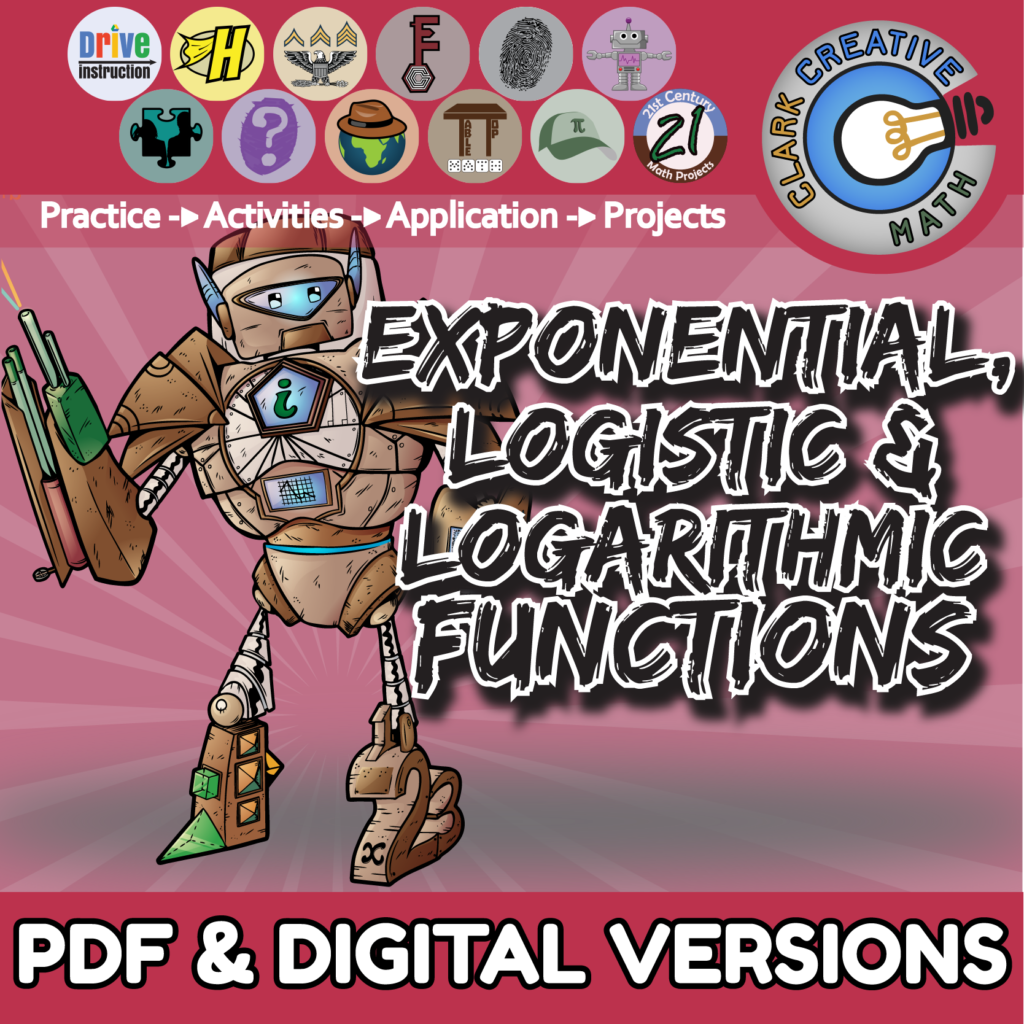 Exponential logarithmic functions unit bundle clark creative education