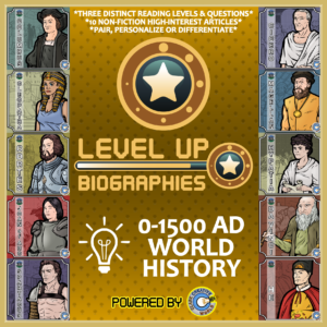 Level Up Reading - 0-1500 CE World History Biographies Bundle