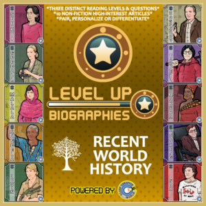 Level Up Reading - Recent World History Biographies Bundle