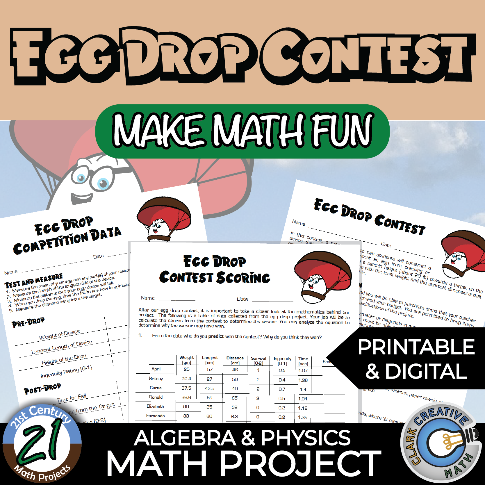 egg drop contest stem project